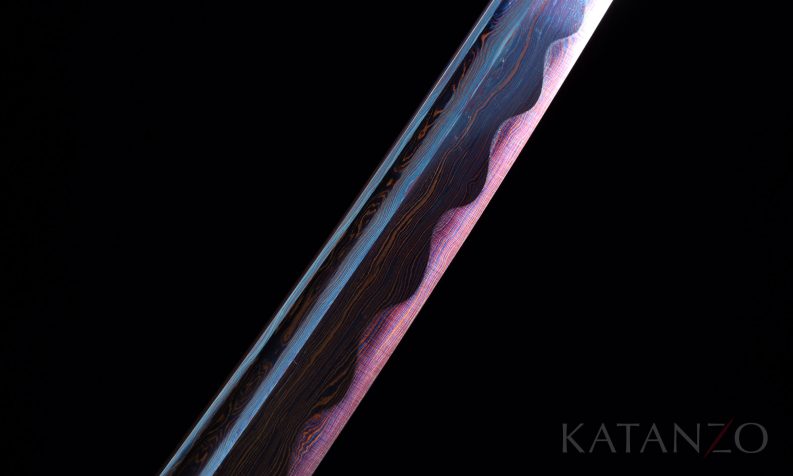 colored Damascus Blade Katana