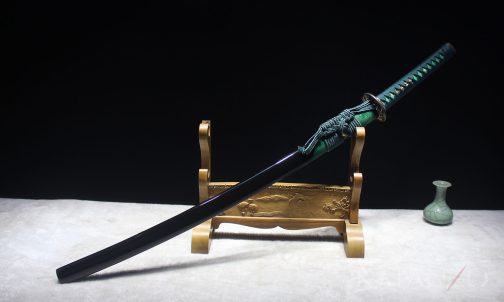 green samurai sword with real hamon