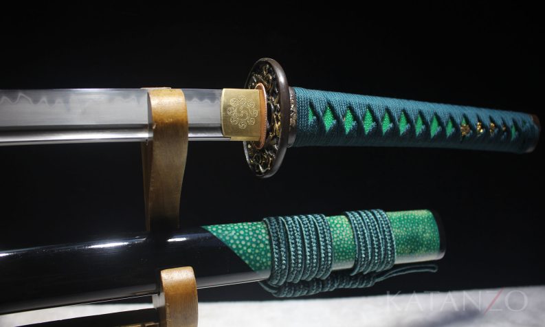 green katana with real hamon