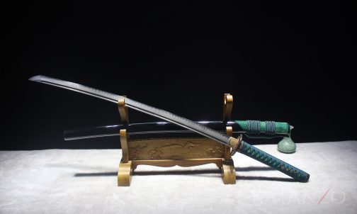 green katana with real hamon