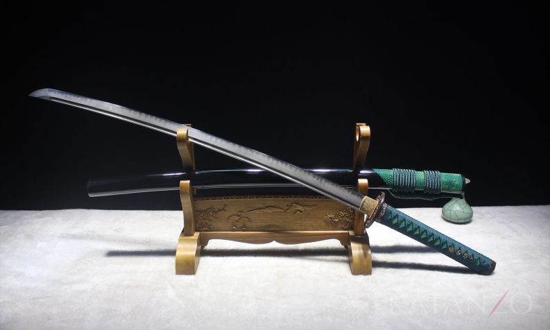 green katana with real hamon