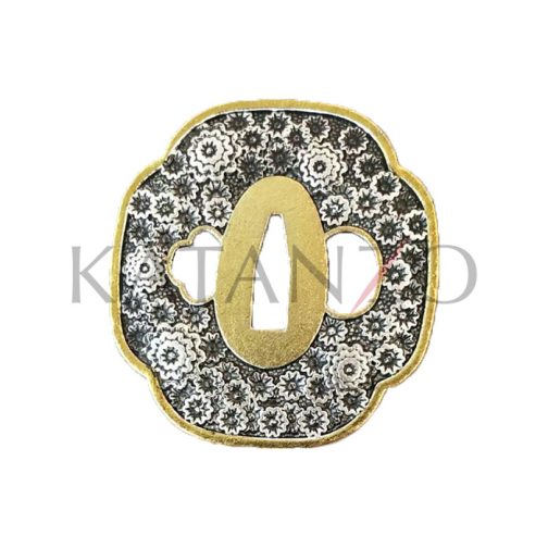 Zinc Tsuba Gold Flower