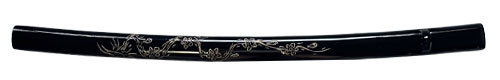 Wood, black lacquered, glossy, carved with Flower 3